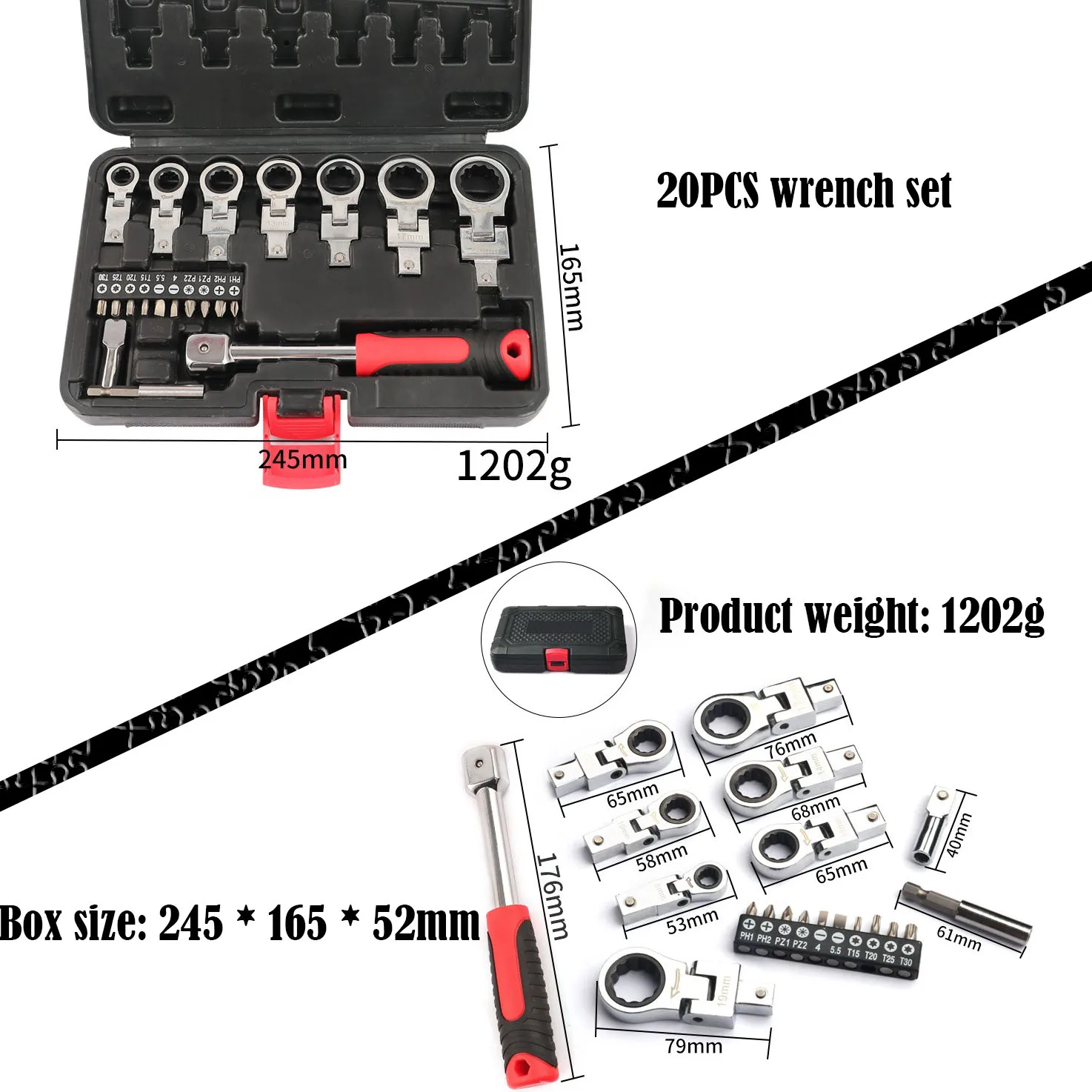 20PCS Ratchet Wrench Professional Security Torx Torque Wrench Multifunctional Mechanical Workshop Tools Handy Tools for Home