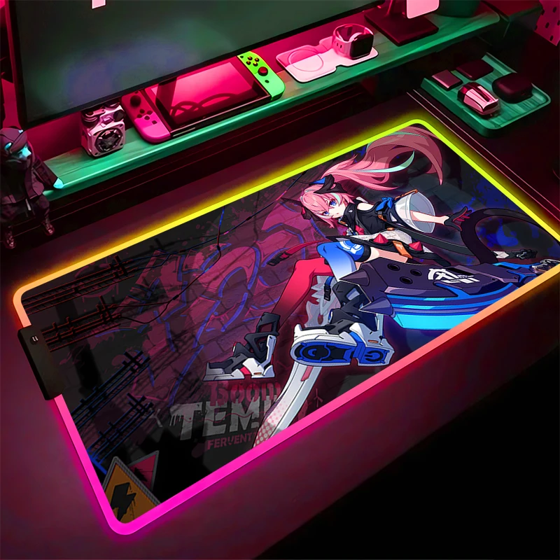 

RGB Mouse Pad Non-Slip Rubber Edge locking mousepads Game play mats notebook computer Honkai Impact 3 Rozaliya Home Decor