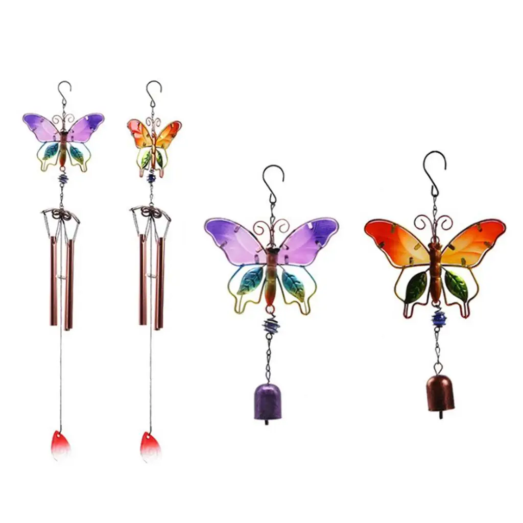 Hanging Wind Garden Butterfly Decoration Metal Wind Chimes Bells for Backyard Patio Window Tree
