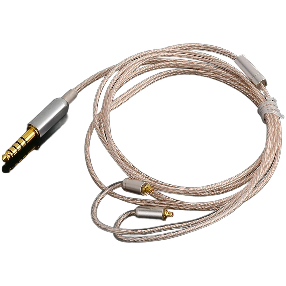 Balanced Audio Cable for MMCX Earphones with Dual Termination 3.5mm 4.4mm 8-Strand Silver Plated Copper 1.2M Pink TPE