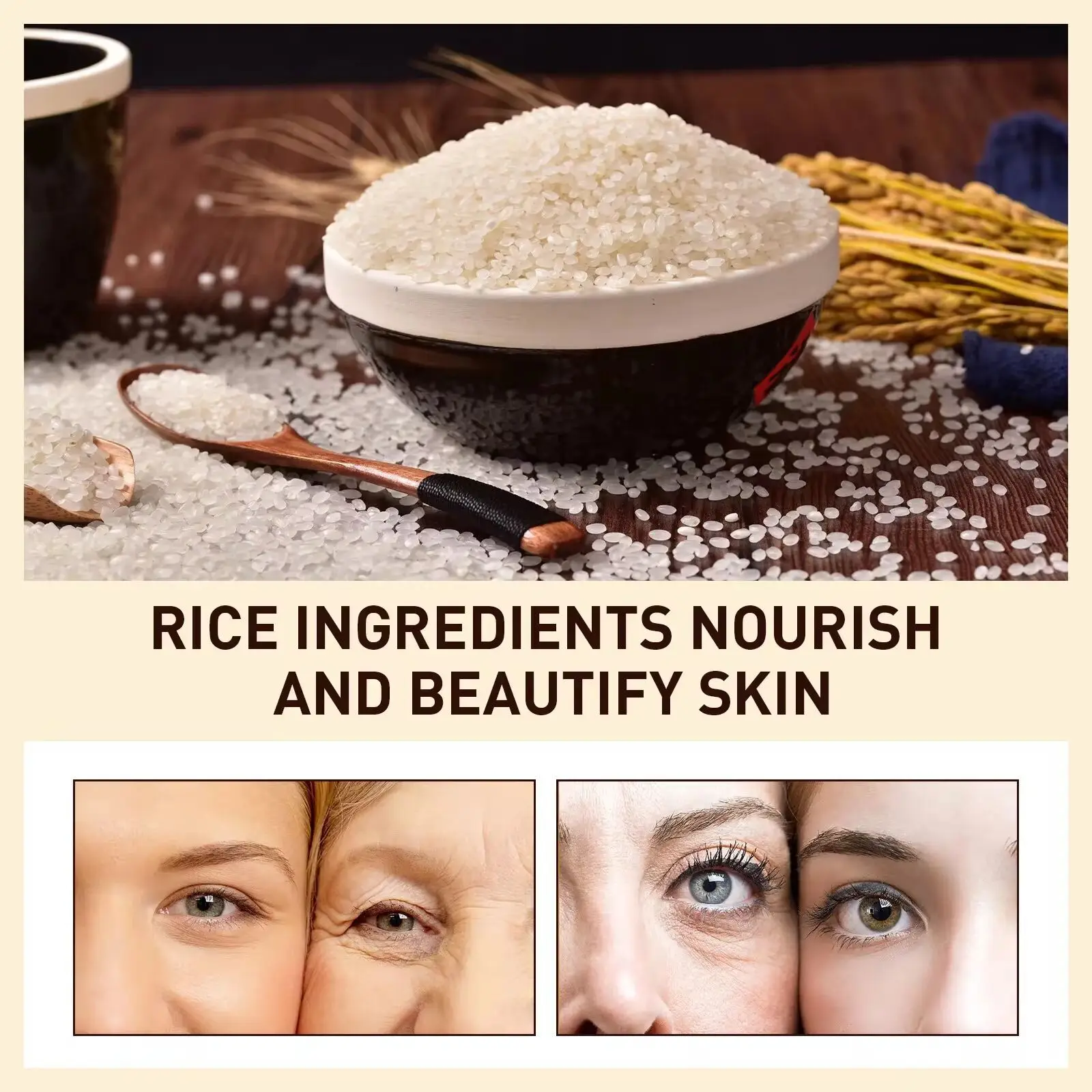 White Rice Whitening Face Set  Anti-Wrinkle Fade Fine Line Serum Remove Dark Spots Melanin Anti-aging Cream Brighten Skin Care