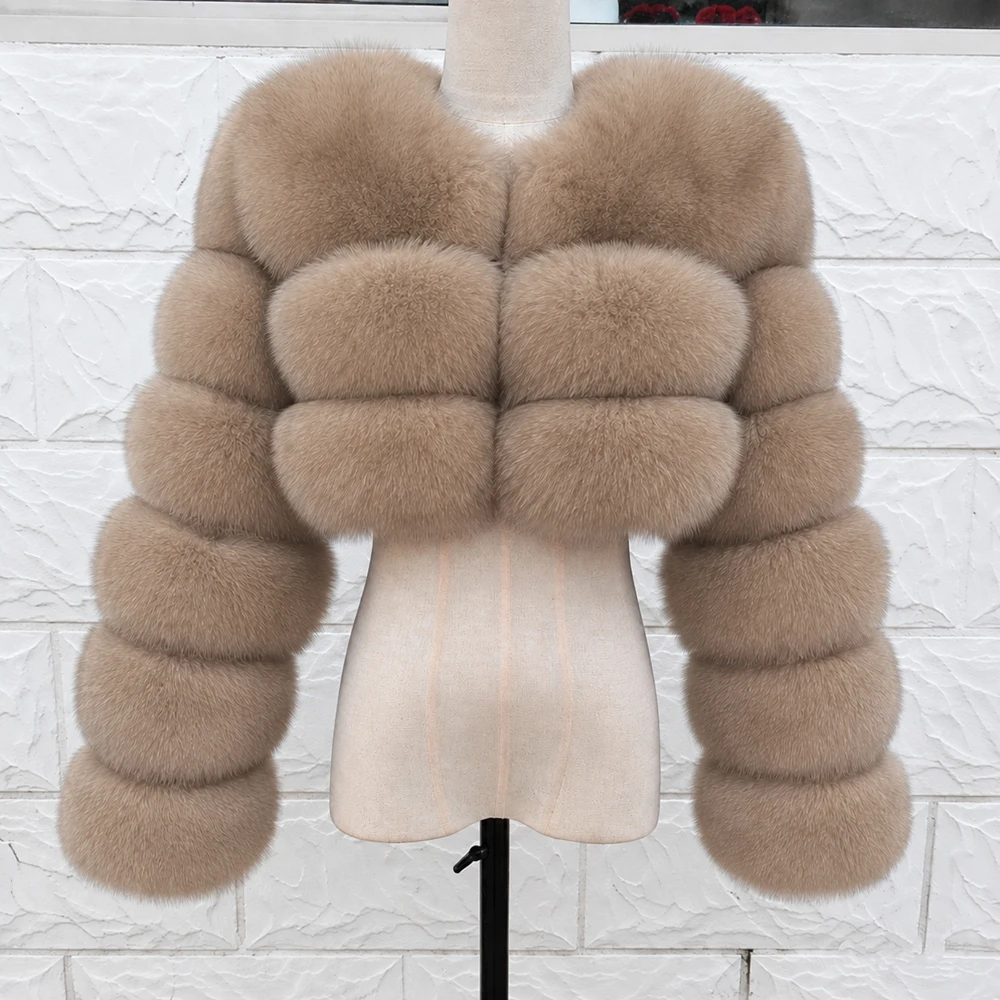 Queentina casaco de pele de raposa real 30cm nova moda feminina inverno couro e pele roupas brancas natural novo em casacos e jaquetas