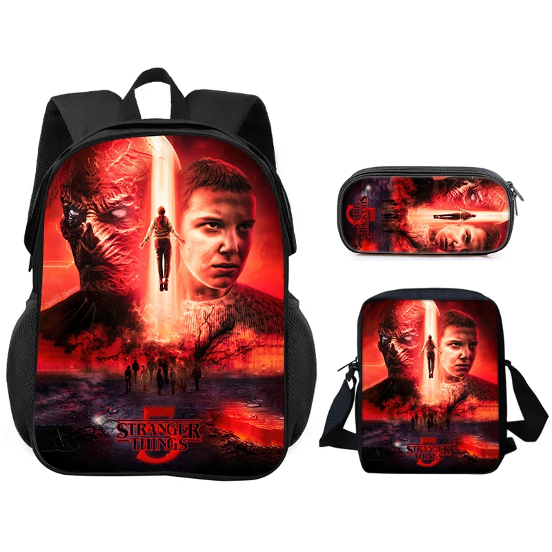 

Stranger Things Anime 3Pcs/Set Backpack Student School Shoulder Bag Pencil Bags Travel Backpack Children Birthday Gift