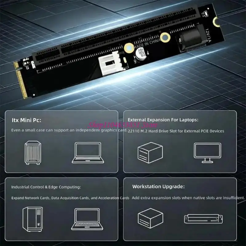 M.2 M-Key to PCIE X16 Expansion Board with One Electrolytic Component, Fourth-Generation Link Bandwidth, and No-Driver Operation