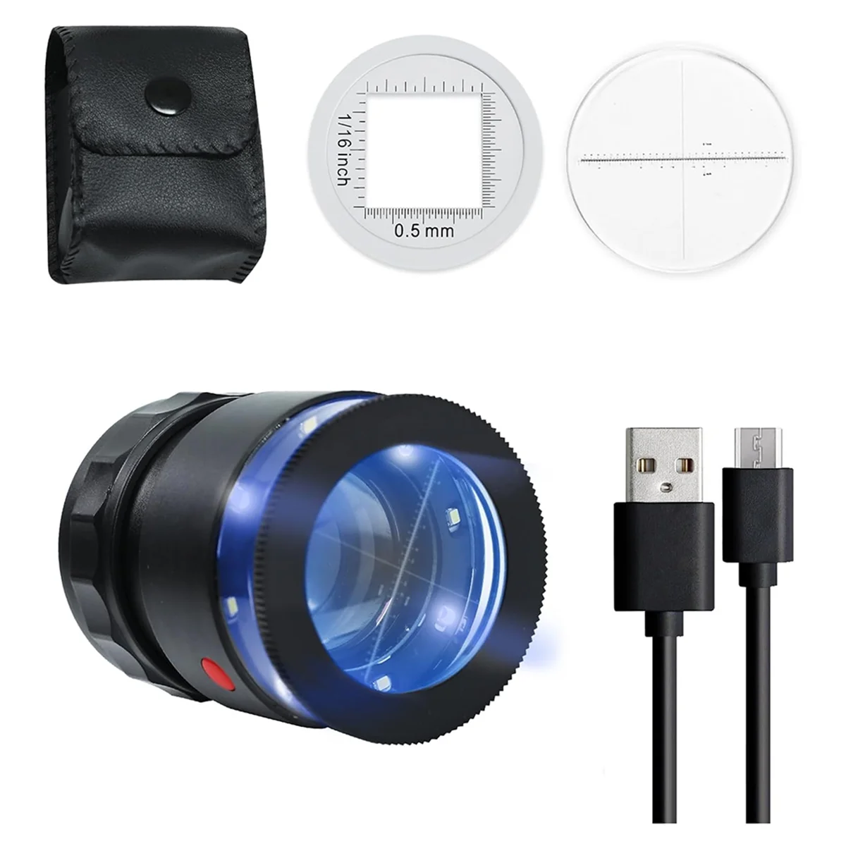 ABKY-Loupe Magnifier 10x,Rechargeable Jewelers Magnifying Glass with LED Light and Scale, Adjustable Focal Length Magnifier