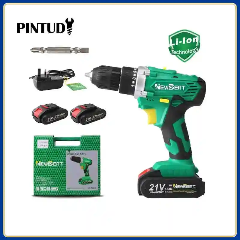 

NewBeat 21V Cordless Drill Torque 30N.m 1500mAh*2 Variable Speed High Quality Industrial Durable Newbeat DIY Drill NBT-CD-21A