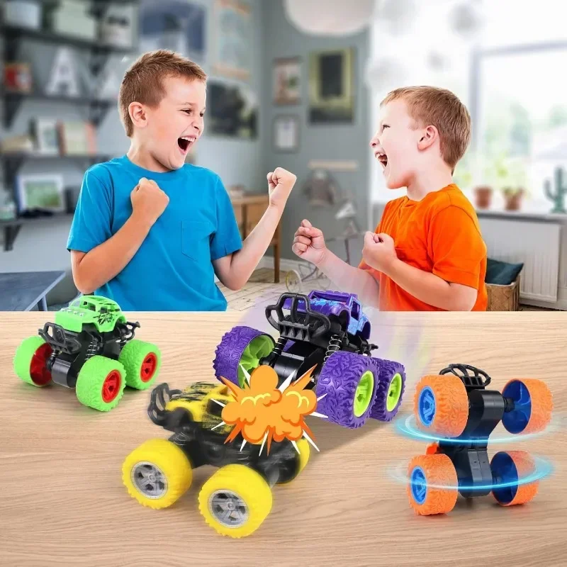 Monster Truck Push and Go Reibungsbetriebenes Autospielzeug Doppelrichtungen Trägheit Zurückziehendes Fahrzeugset Geburtstagsfeier Geschenk für Kinder