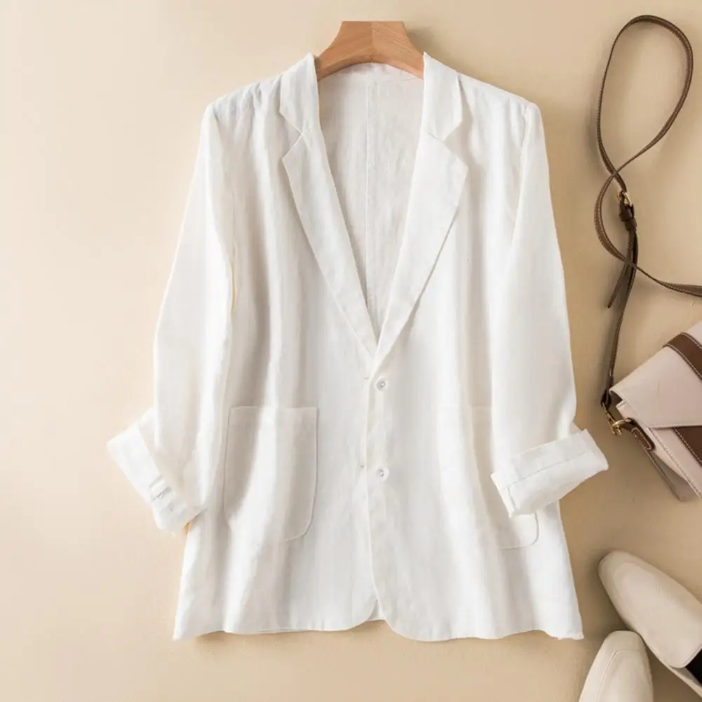 

Деловая верхняя одежда свободного кроя, деловая верхняя одежда, женский свободный костюм с лацканами и карманами, однотонный костюм с длинным рукавом