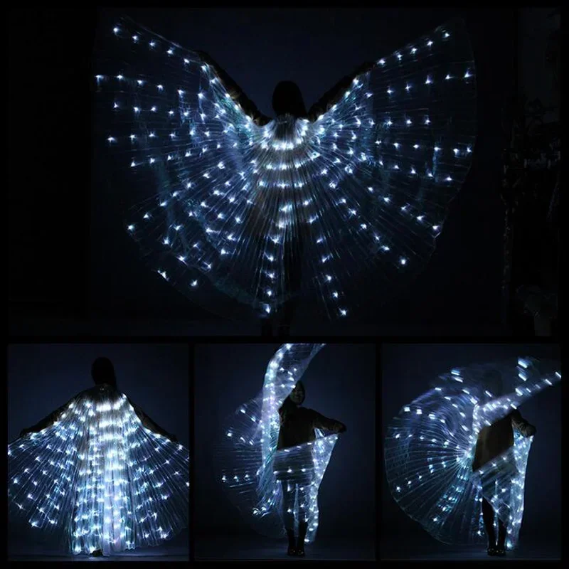 Belly Dance LED Isis Wings Colorful Belly Dancing Accessory Popular Stage Performance Props Wings With Sticks 190 LED Lights