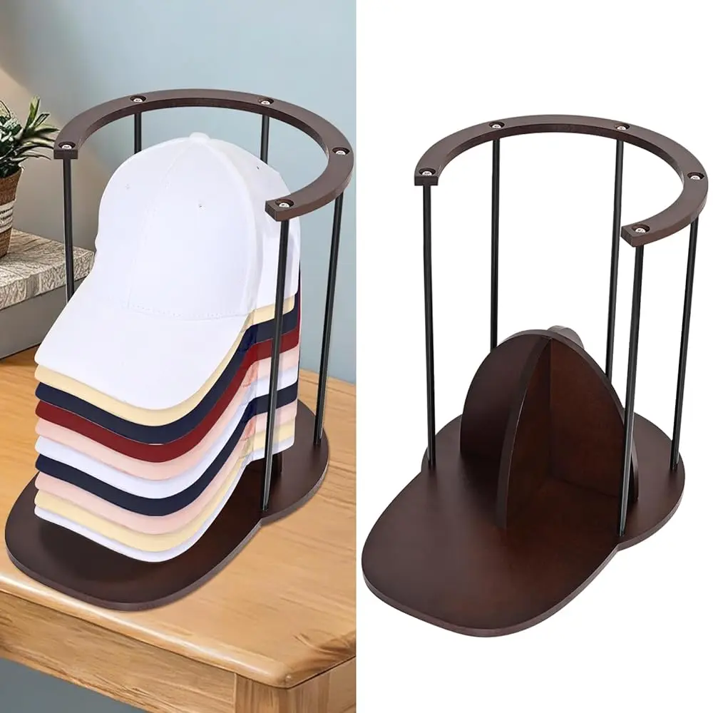 

Органайзер для хранения бейсболок, деревянная и металлическая подставка-держатель для шляп, вмещает не менее 15 шляп, компактный органайзер для бейсболок.