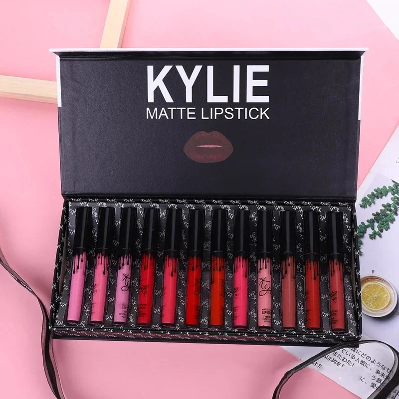 Tubes de rouge à lèvres hydratant longue durée pour femmes, ensemble de maquillage brillant, étanche, teinte esthétique, 12 pièces, Kylie 256 Jules