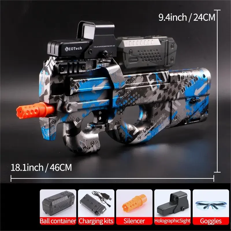 P90 Electric Gel Gun Toy Gun, Fully Automatic Splash Ball Toy Gun Suitable for Outdoor Activities -, Outdoor Shooting Team Game