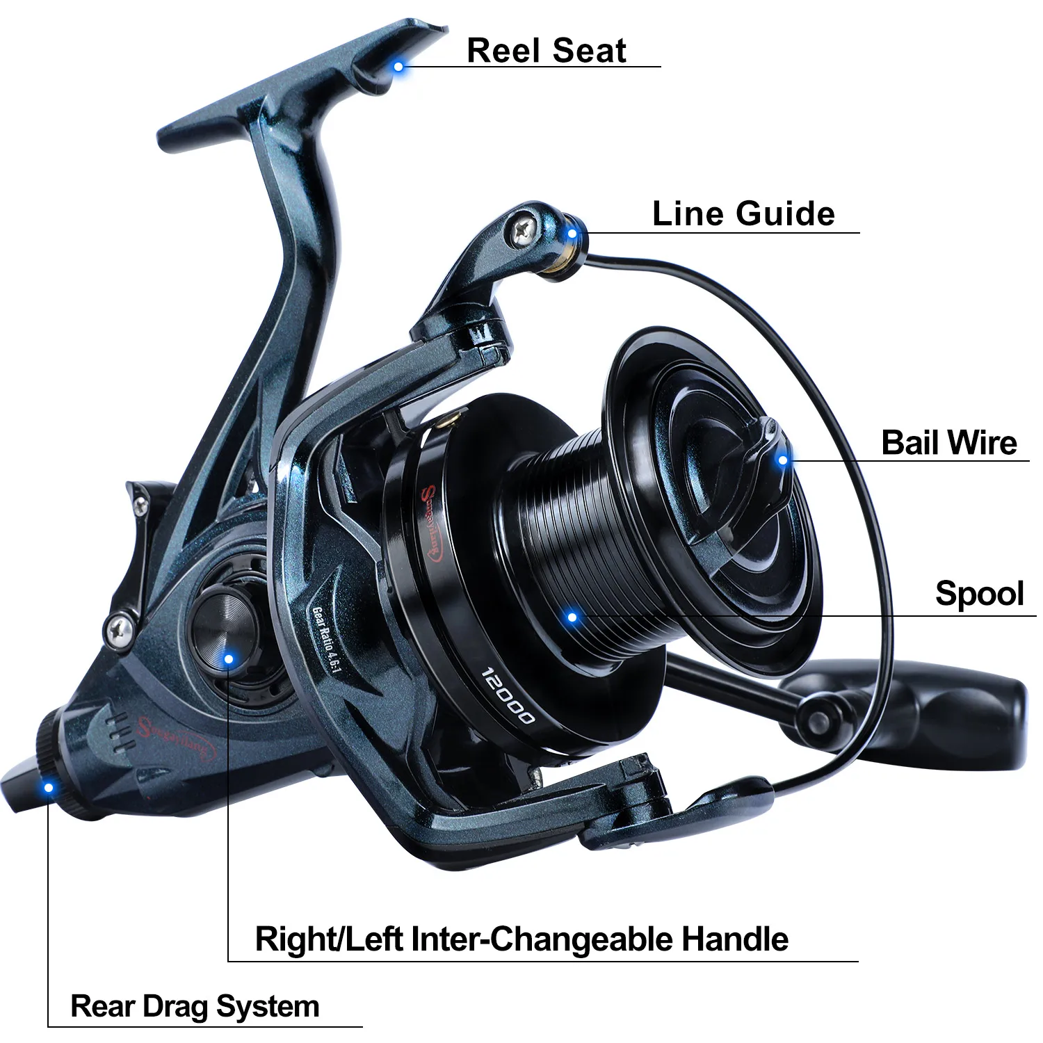 Moulinet Surf MAGIC3ORG 10000/12000 - Lourd, 48.5lb Drag, Pour Pêche Mer & Gros Poissons
