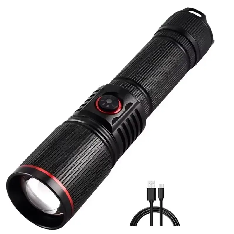 High Power 30W LED Flashlight High Brightness Type C Rechargeable Zoom Torch For Camping Outdoor Fishing Walking Lighting Lamp