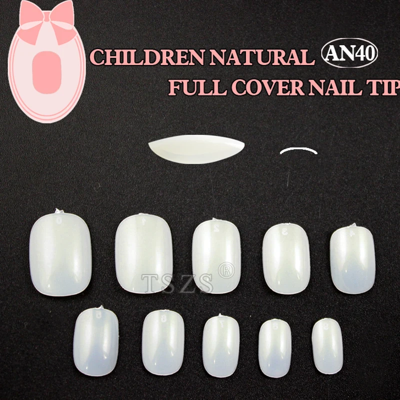 1Bag/Lot * 500Pcs Short Oval Ballerina Clear Natural Color Children Kids Transparent Full Cover Art Salon DIY Fake Nails