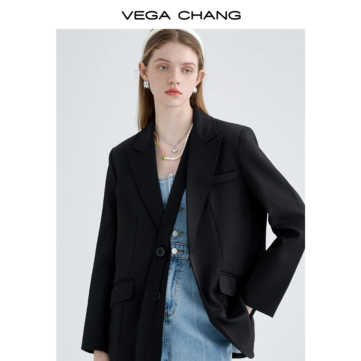 بدلة Vega Chang للسيدات للربيع والخريف بنمط جديد وخصر عمودي على الطراز البريطاني سترة علوية أنيقة