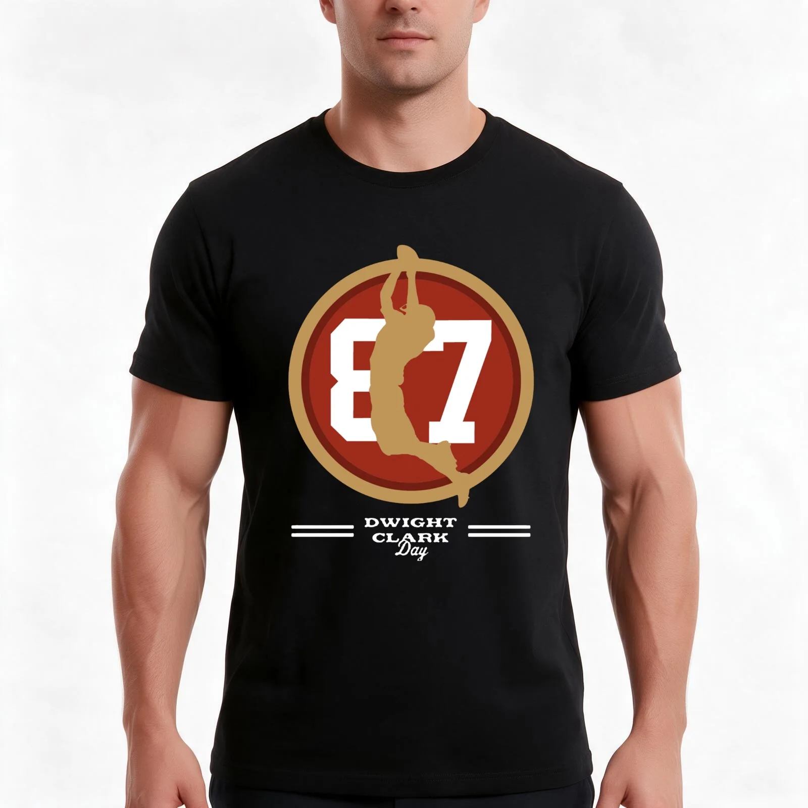 Dwight Clark Day T-Shirt, Summer Casual Cotton Tee, Oversized Streetwear Tops, Vintage Graphic Print, Loose Fit Short Sleeve