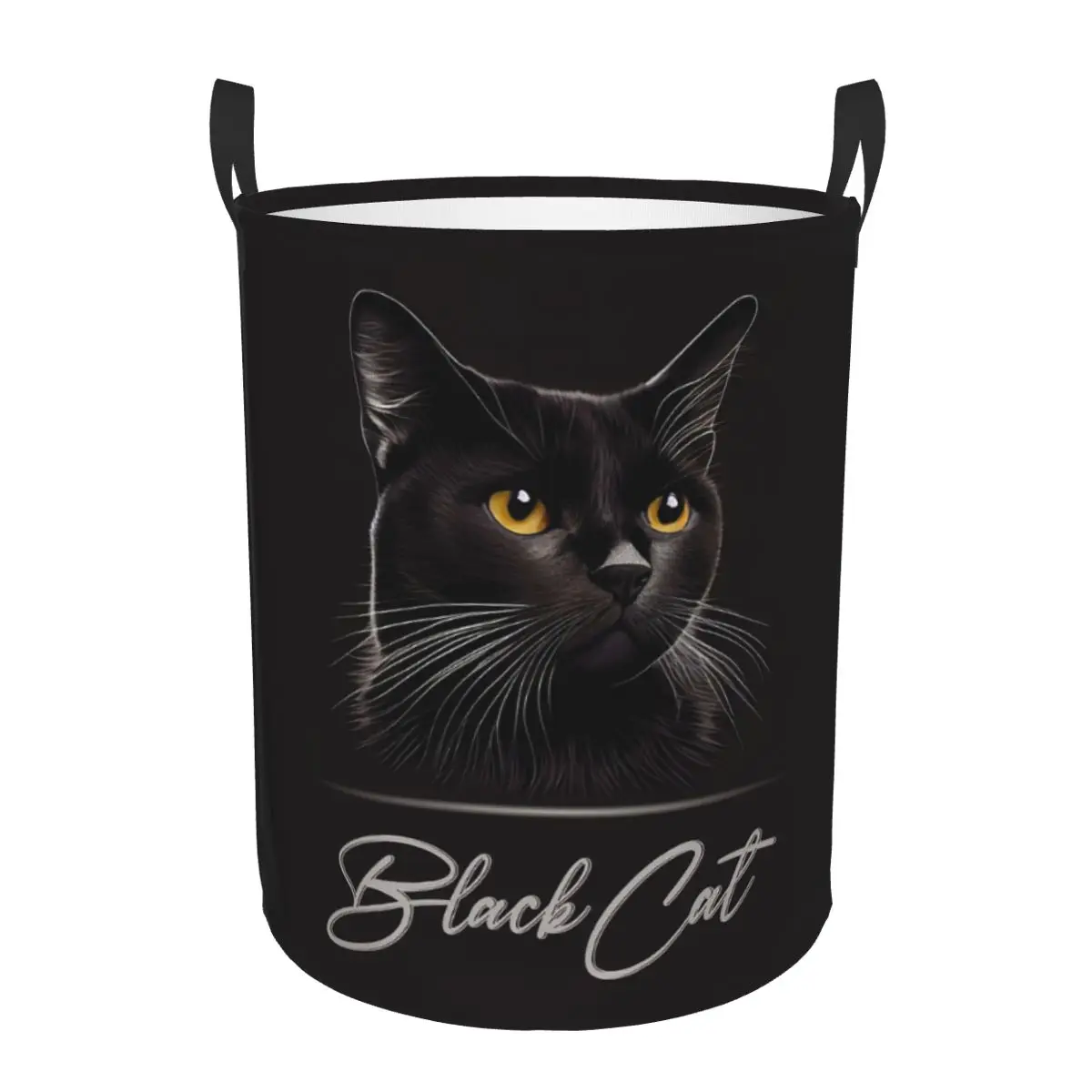 

Black Cat Portrai Dirty Laundry Baskets Foldable Large Waterproof Clothes Storage Basket For Home Kids
