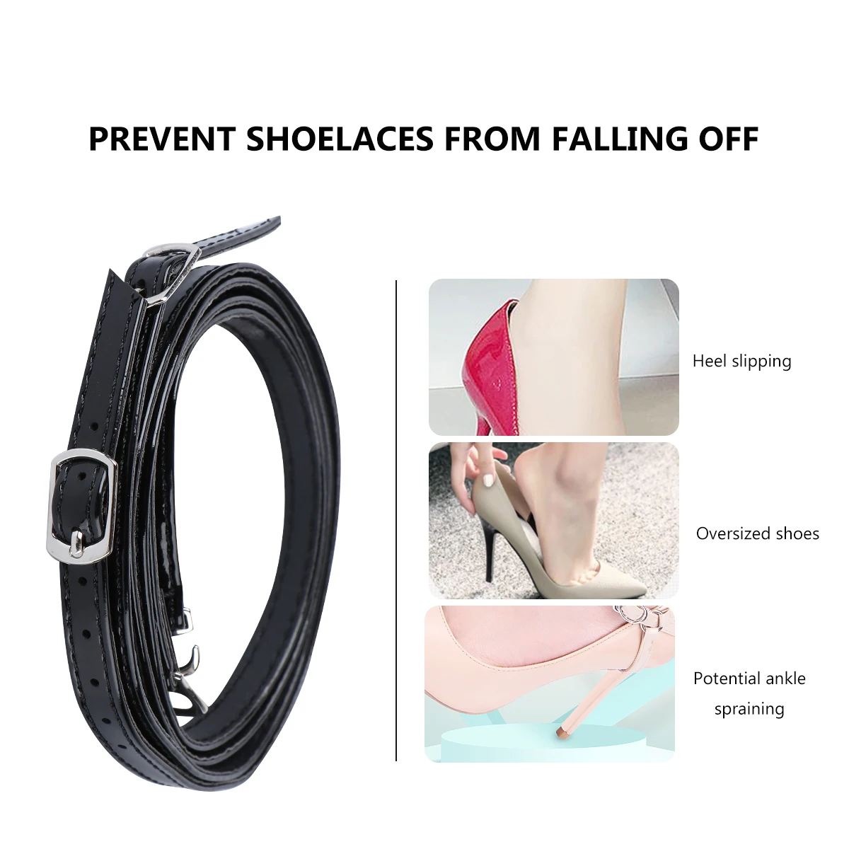 

Detachable High Heel Shoelace Anti-drop Lightweight Elastic Straps for Running Pure Color Match Convenience Pu Shoe