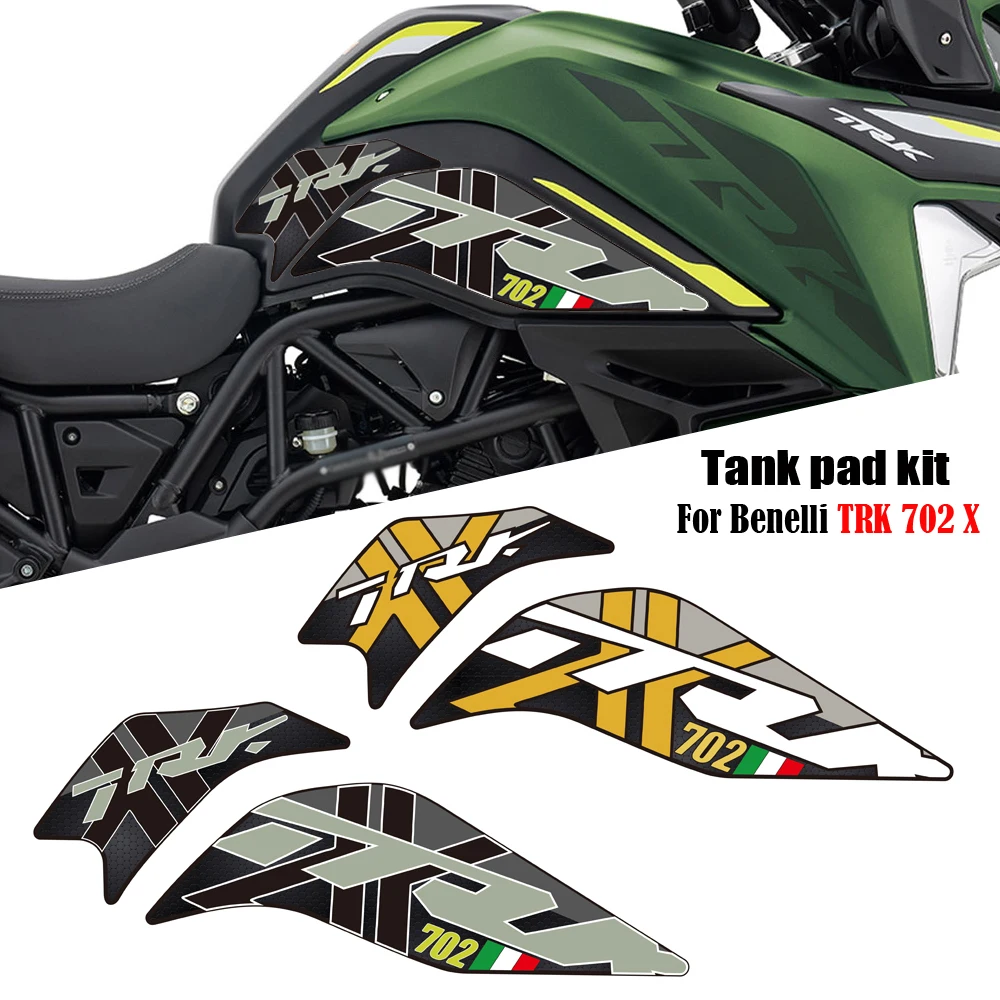 For Benelli TRK 702 X 702X Adventure 2023 2024 Motorcycle Non-slip Side Fuel Tank Pad Stickers Waterproof Rubber Sticker Fit