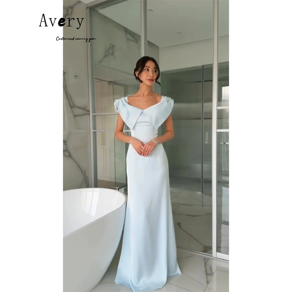 

Avery Customized Sky Blue Fish Tail Sleeveless and Floor Party Long Dress Cocktail Dresses 2026 Woman Luxury Evening Dress Women
