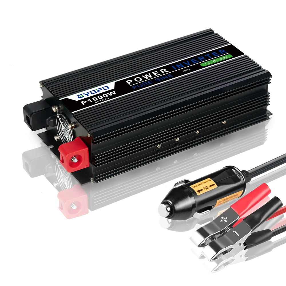 1000 watt pure sine wave power inverter car adapter 12vdc to 220vac pv off grid 