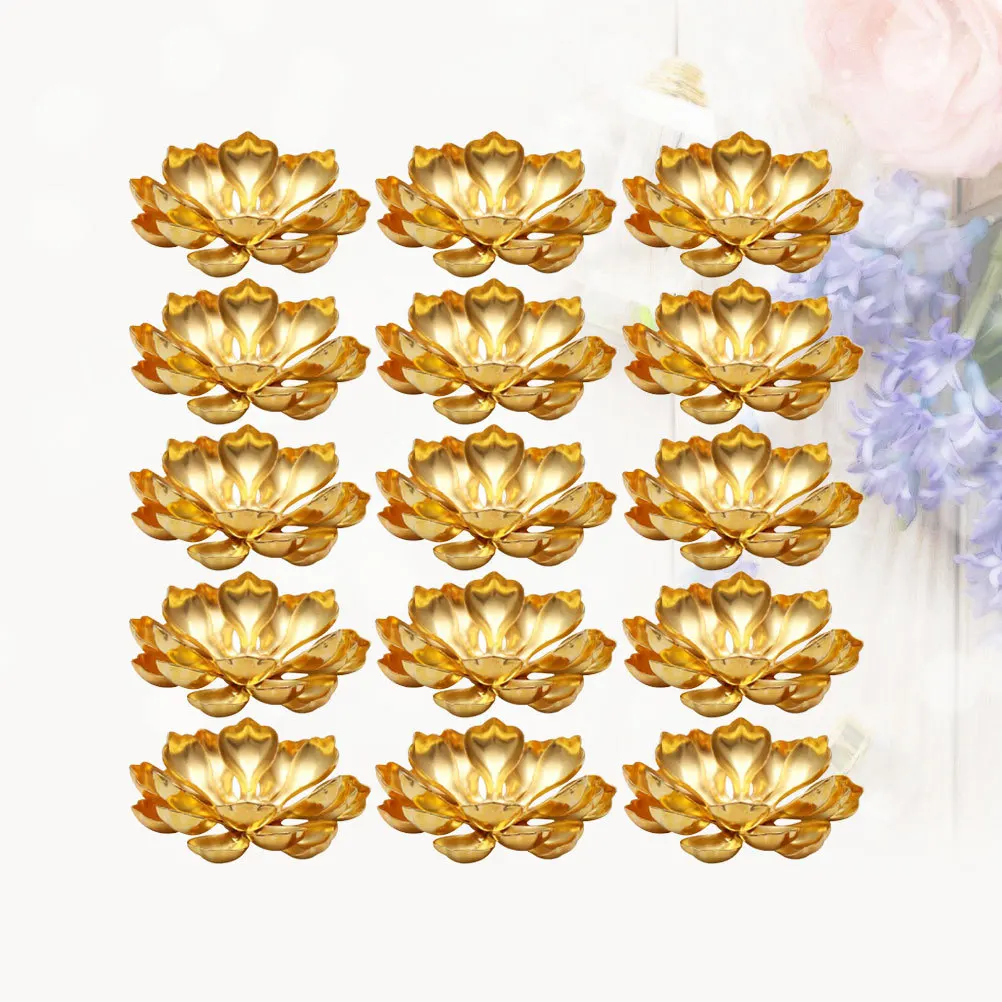 

50 pcs 21Mm Metal Lotus Pendant Jewelry Iron Pendants Layers Leaf Diy Charm Set For Women Hairpin Bracelet Keychain Decor