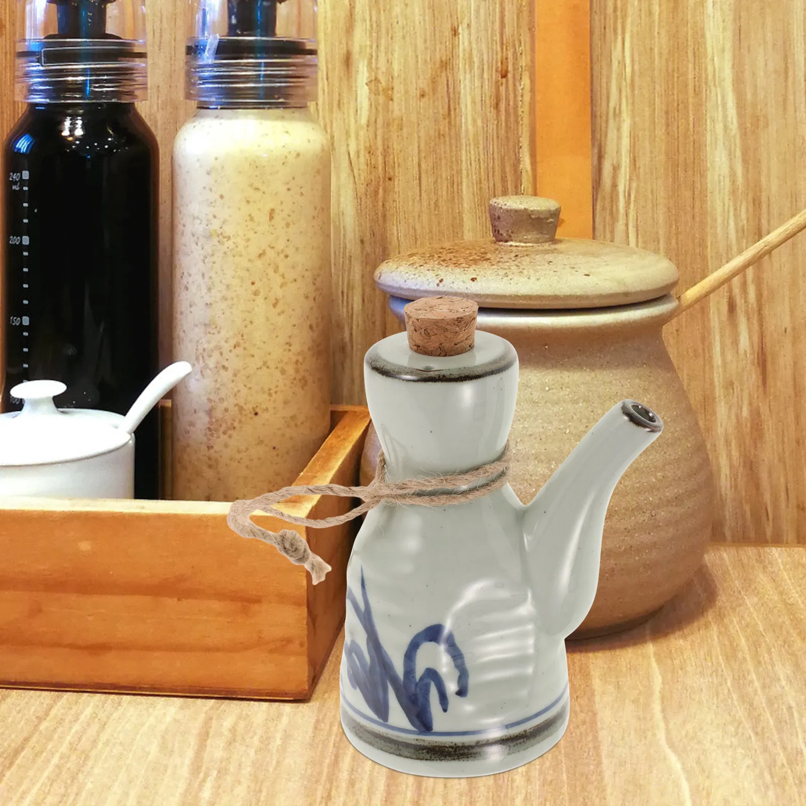 Botella de Cerámica para Salsa de Soya de 250 ml, Dispensador de Condimentos de Inspiración Japonesa para Salsa de Soya, Vinagre, Aceite de Oliva, Cocina, Comedor, Mesa, Hogar