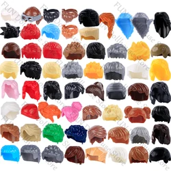 MOC City Figures Hairstyles Head Hair Beard Building Blocks Girl Boy Soldier Helmet Hat Body Parts DIY Accessory Bricks Kids Toy