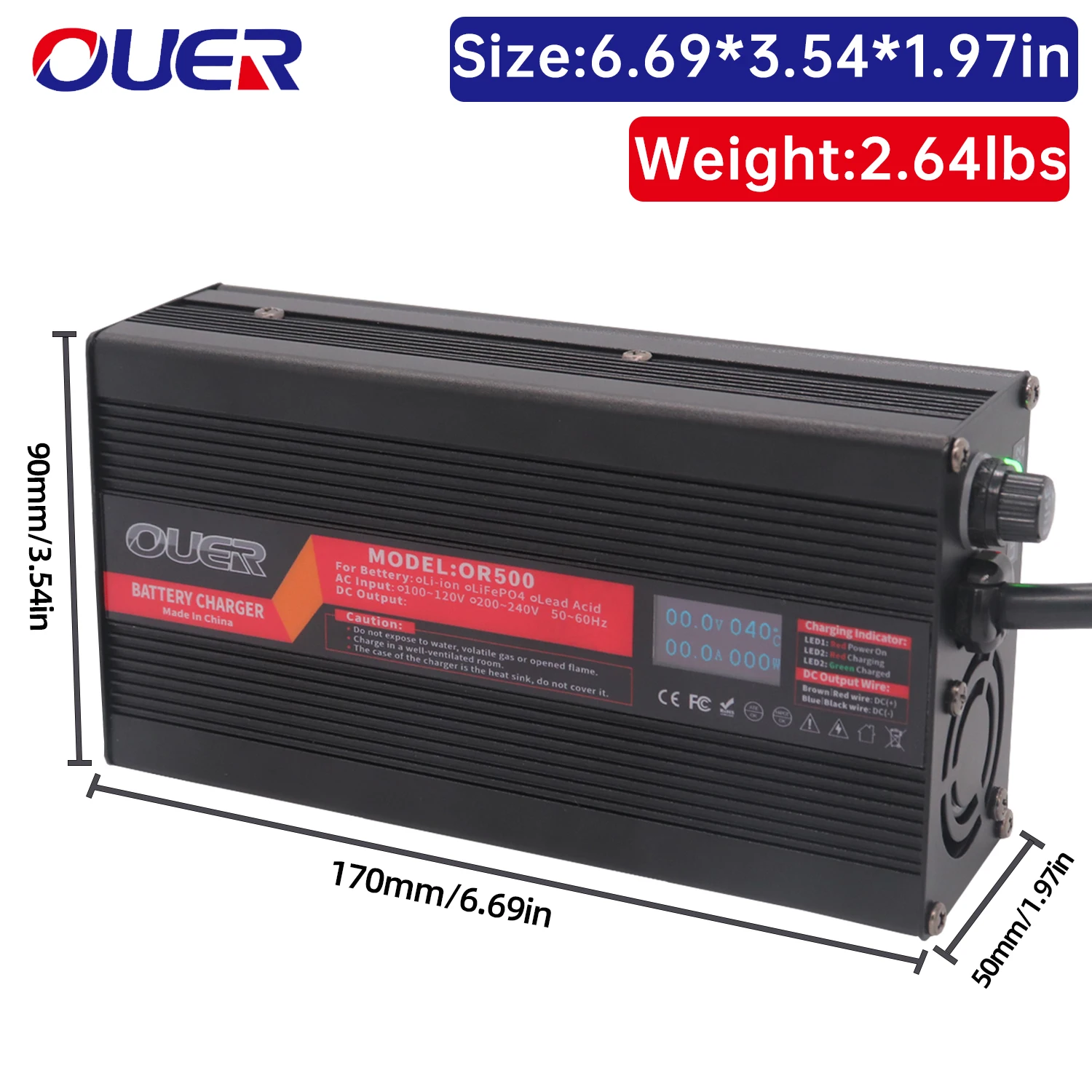 87.6V 4A LiFePO4 Charger With Fan Digital Display Used For 72V 76.8V 24S LiFePO4 LFP Battery Charger