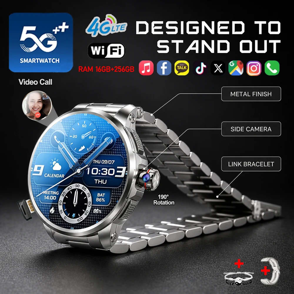 4G 네트워크 스마트워치 1.95인치 화면 8MP HD 화상 통화 2100mAh 8GB+128GB 램 시계 WIFI GPS 구글 앱 음악 스포츠 스마트워치