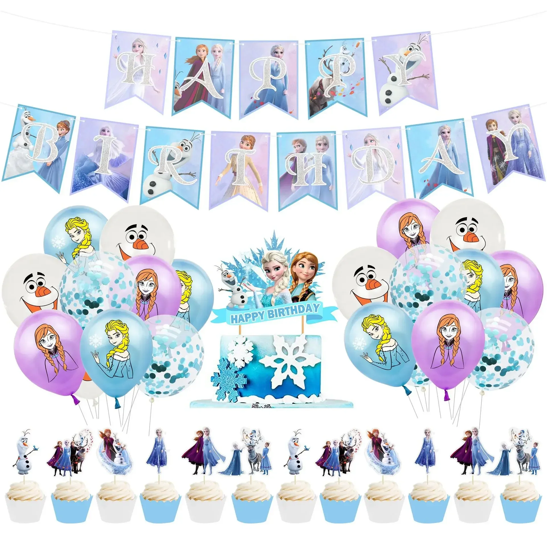 Frozen Elsa Anna Birthday Party Decoration Set di stoviglie usa e getta piatto tovagliolo palloncini Baby Shower Snow Queen Party Supplies