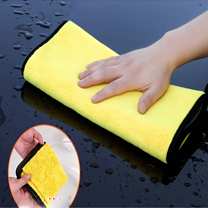 Thickened Car Wash Towel - Fleece Coral Velvet, Double-Sided Absorbent, 2-Color Design, Car & Home Reusable Cleaning Cloth