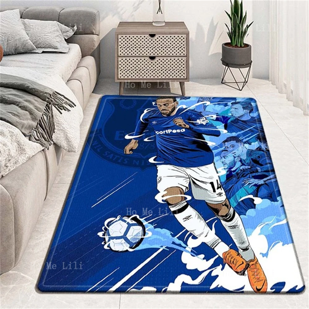 Football Pattern Kitchen Bedroom Floor Decoration Living Room Carpet Non-Slip Flannel Mat