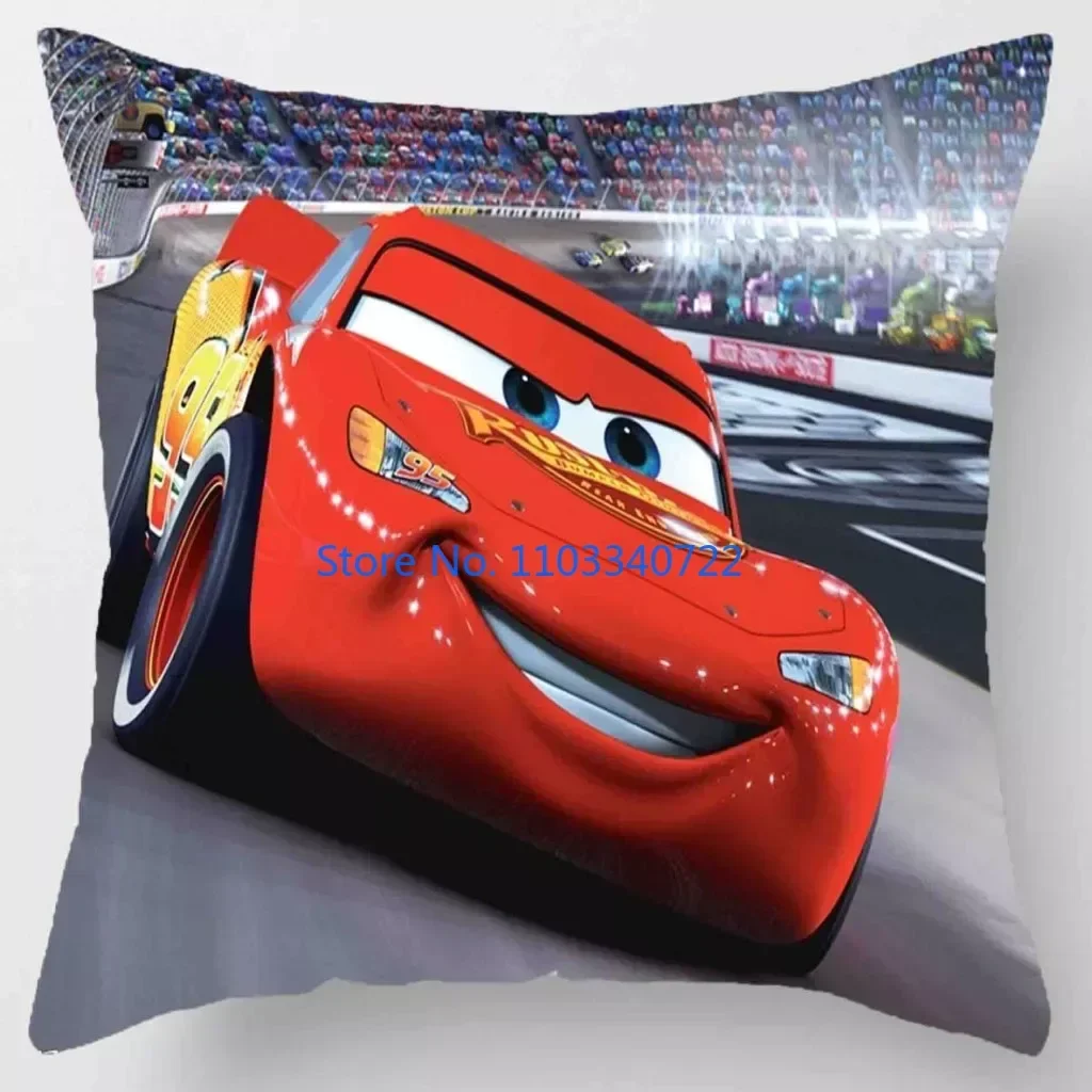 Anime Red McQueen Cars Square Cushion Cover Plush Pillowcase Pillow Case Shams Sofa Car Home Decor 45x45cm Kids Birthday Gift