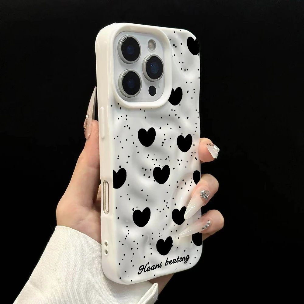 Koreanisches Polka-Dots-INS-Muster Handyhülle für iPhone 17 16 15 14 13 12 11 Pro Max 14 Plus 17Air Falten-Wellen-Soft-Silikon-Cover – Detail 8