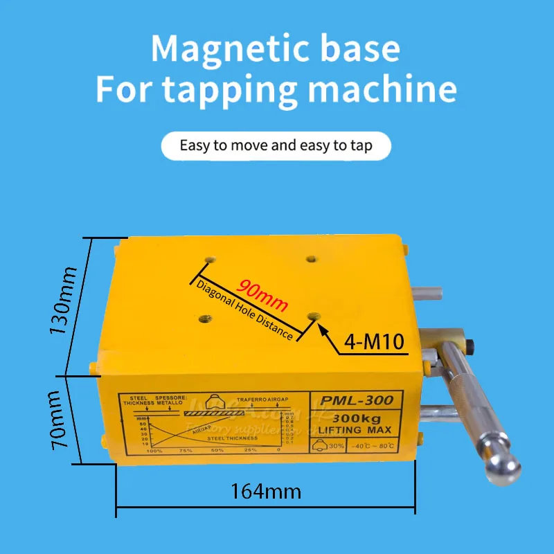 Tapping Machine Magnetic Base Accessories Customized Magnetic Suction Cup Hole Distance 90/100mm Tapping Handle 180°Rotation