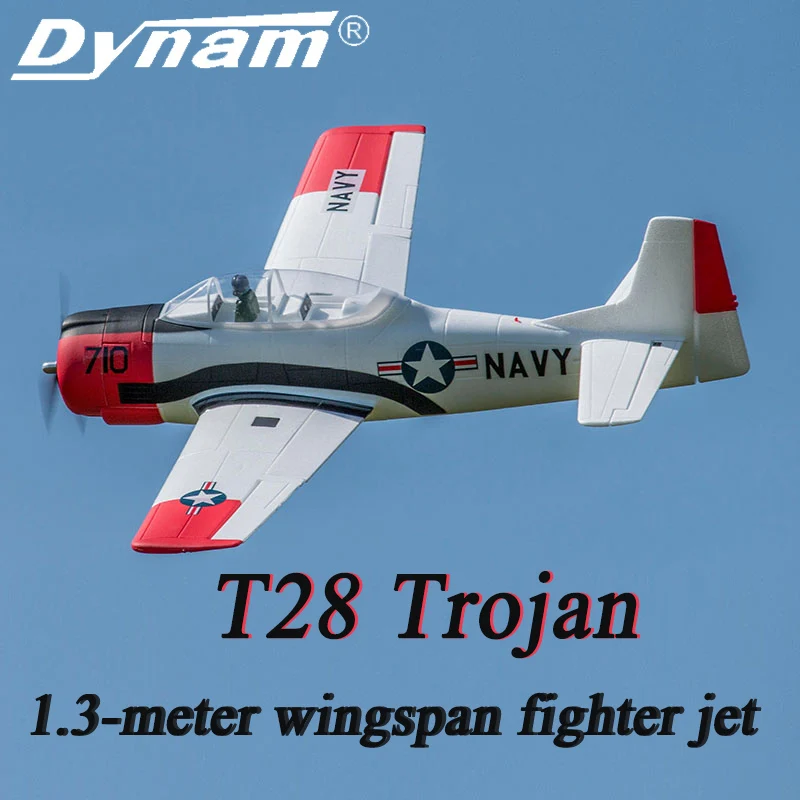 

Dynam 1.3-Meter Wingspan T28 Trojan Jet Remote-Controlled Electric Model Fixed Wing Real Fighter 4s Powered Outdoor Toy Airplane