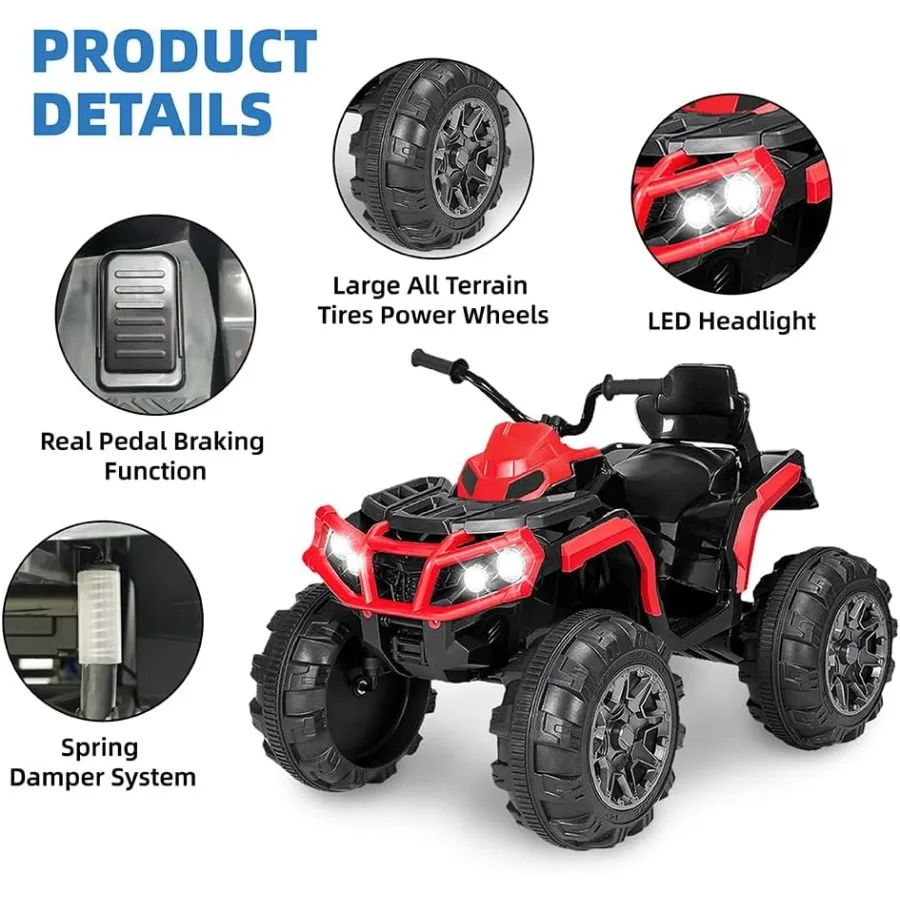 24V 電動乗用ATV 四輪車 3～5歳向け 音楽プレーヤー付き レッド