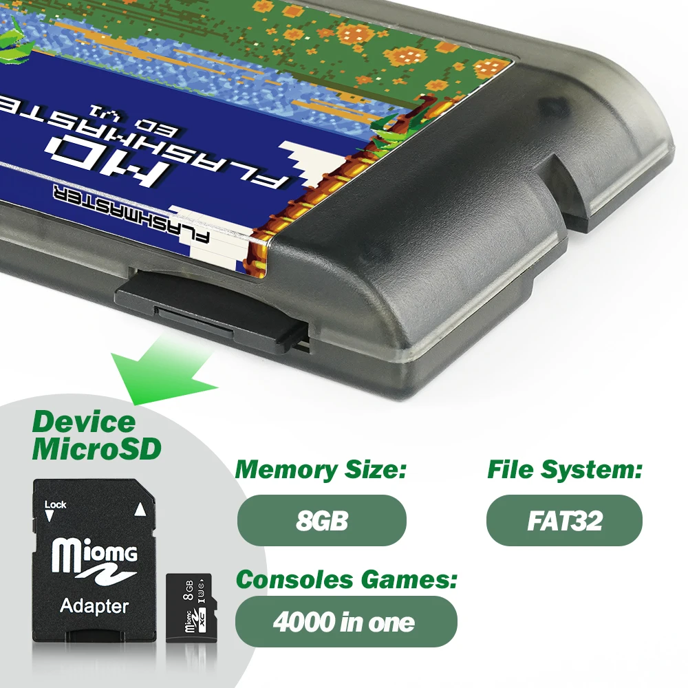 Kaseta z grą 4000 w 1 V1 z kartą SD Mirco 8 GB do konsoli do gier SEGA Genesis Mega Drive MD Flash Card