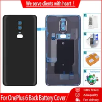 New Back Battery Cover For Oneplus 6 Housing Back Door Case Battery Rear Back Cover With Camera Glass Lens replacement Part