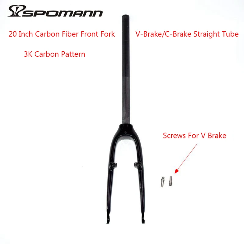 Newest Folding small wheels bike 3K full carbon fibre bicycle fork carbon front forks hard V C brake 20er 74/100mm new