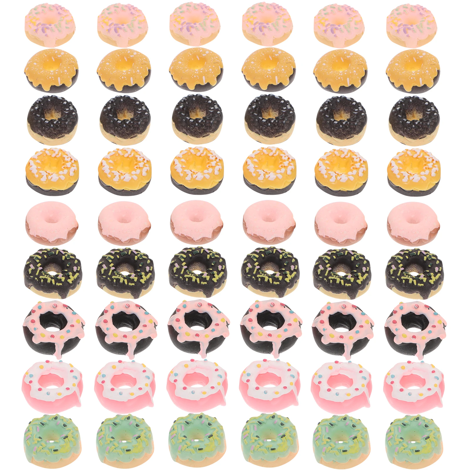 

60pcs Resin Donut Charms Phone Case Decorations Mini Figurines Flatback Jewelry Craft Supplies Small Accessories Beadsresin