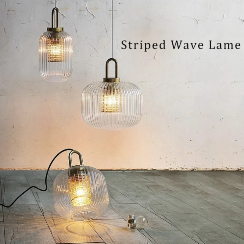 

Nordic Postmodern Striped Glass Pendant Light Minimalist Decor Lighting Fixtures for Dining Room Bar Bedroom Parlor Luminaires