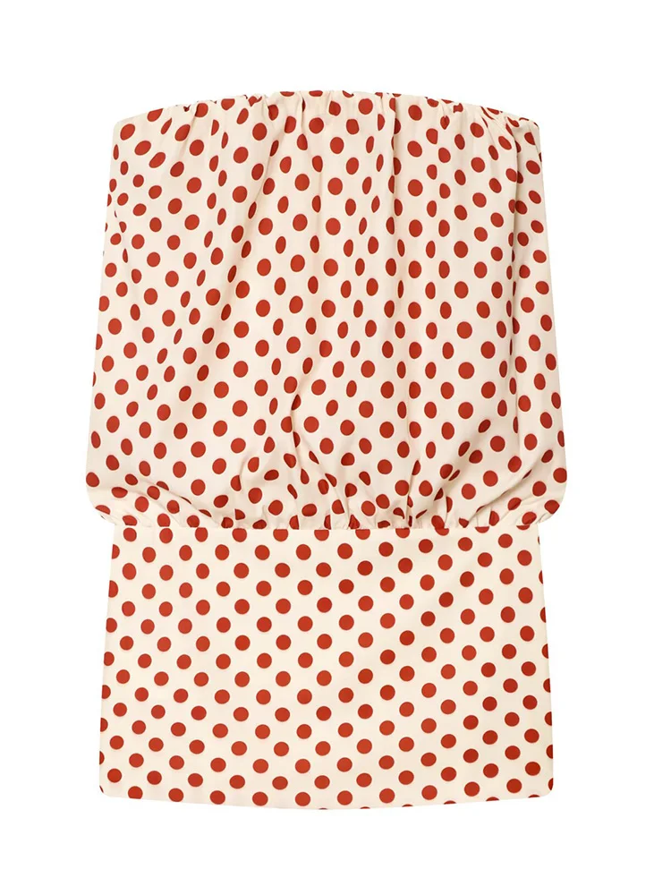 

Летнее женское модное повседневное платье в горошек без бретелек, элегантное, сексуальное, с открытой спиной, облегающее мини-платье для женщин