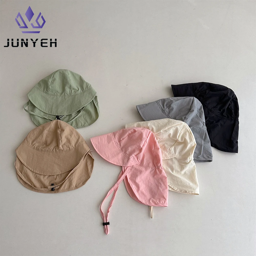 

Boys Girls Baby Summer Bucket Hats Large Brim Shawl Quick-drying Children's Breathable Outdoor Fisherman Caps