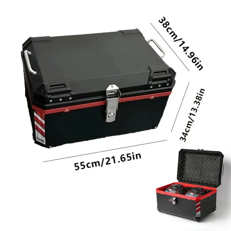 1pc 68L/18  Motorcycle Luggage Box with Base,Reflective Strips, Interior Padding,  accessories for Outdoor Ridin