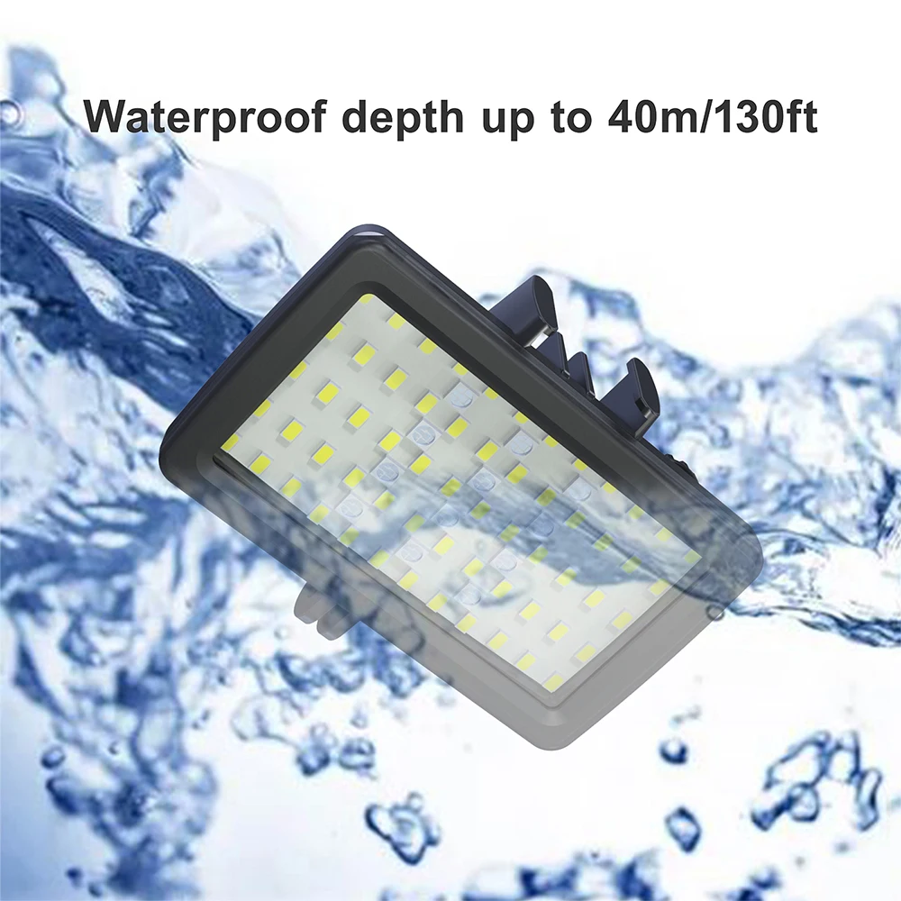 40Meter130ft  Waterproof RGB Fill Light For Gopro Photography Lightting Brightness Adjustment With Type-C Charging  Line