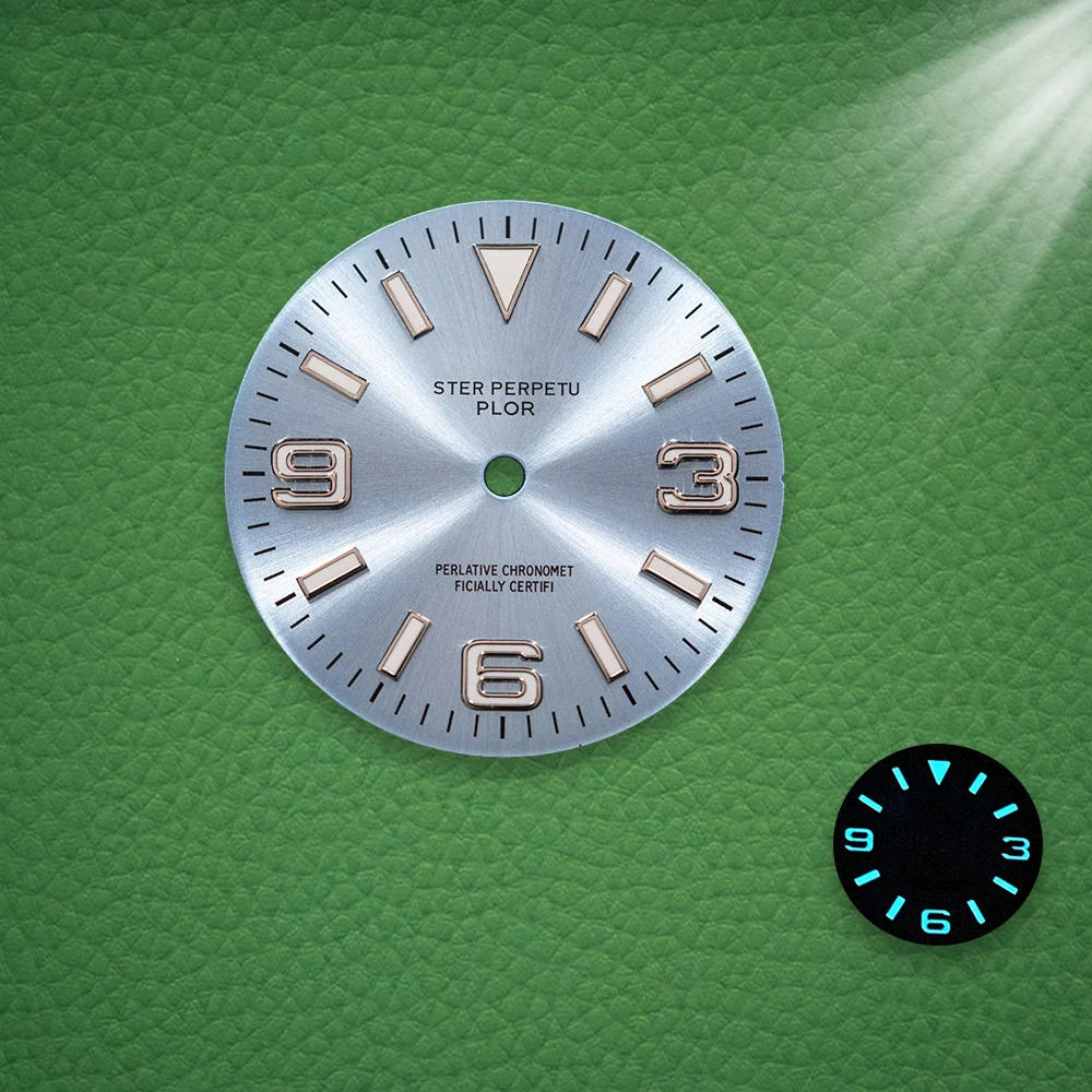 S Logo Dial 28.5mm E/xplorer NH35 Sunray  Dial Ice Blue Luminous Dial Fit NH35/NH36 Movement Watch Modification Accessories view 3
