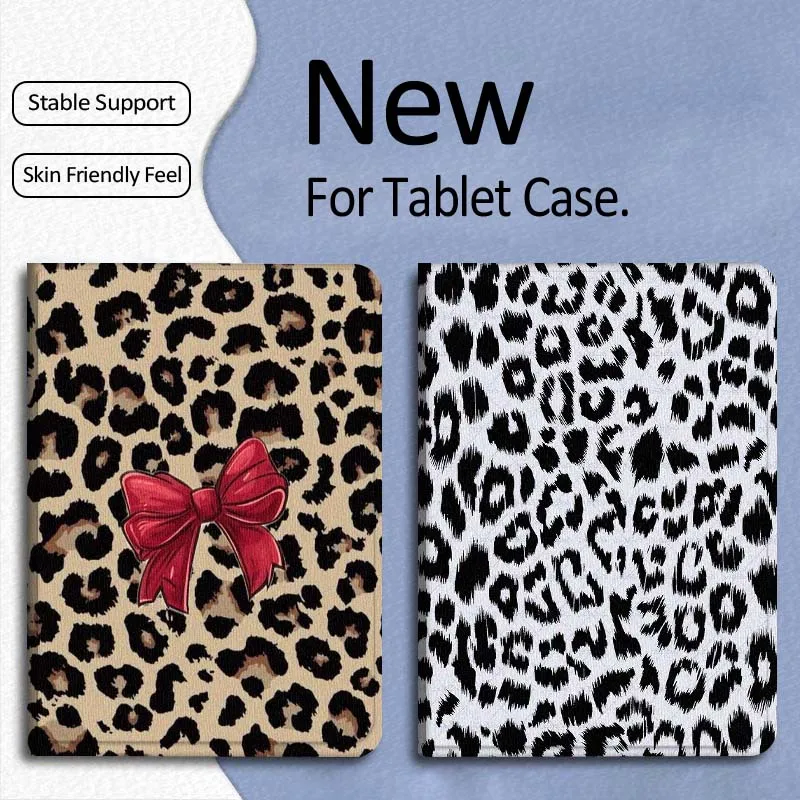 

Leopard Print Bow For Xiaomi Mi Pad Mini 4 5 6 7 SE Pro Plus Redmi Pad 2 SE 2025 8.8 11 Foldable Tablet Case Gift